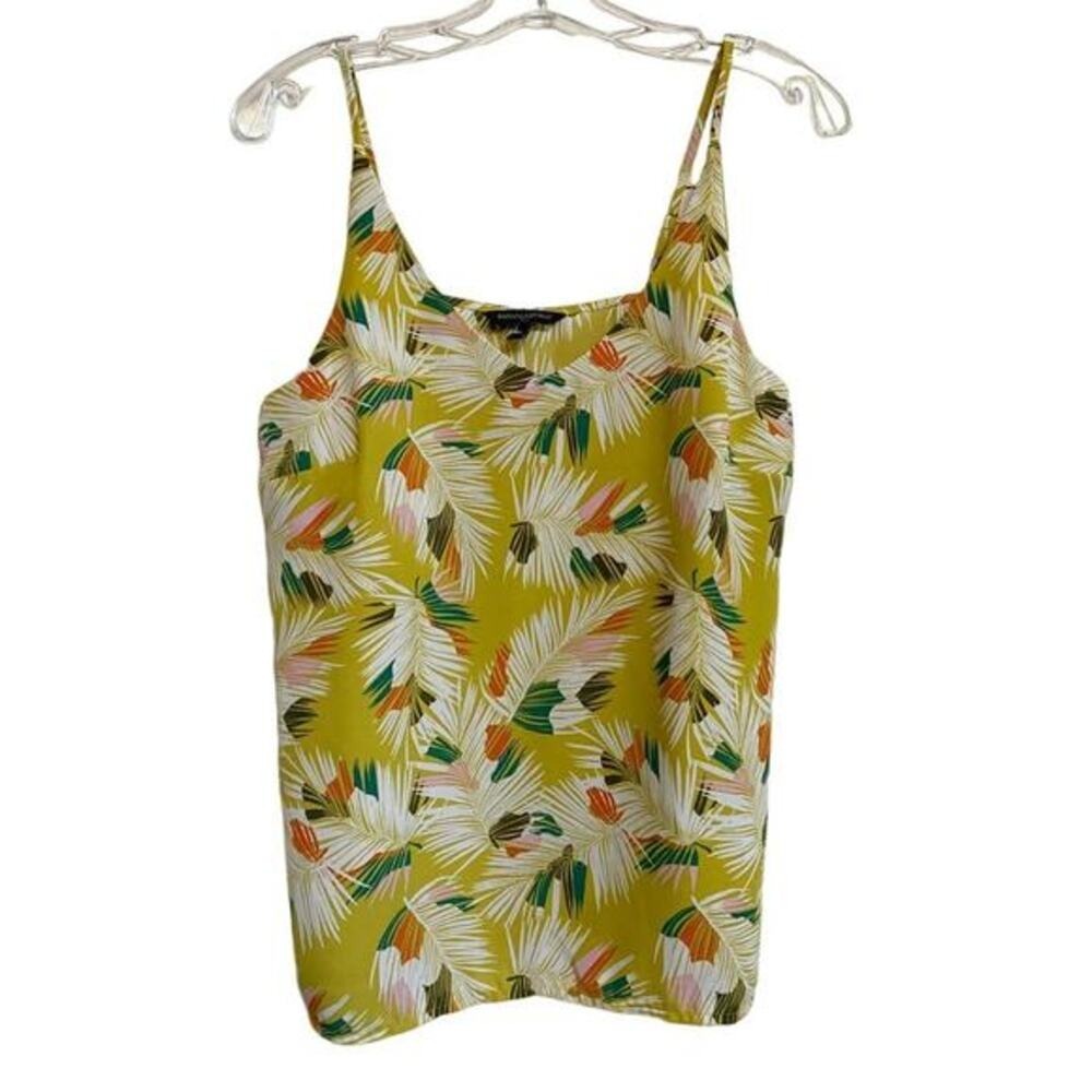Banana Republic Tropical Feather Yellow tank Top S EUC - Picture 2 of 12
